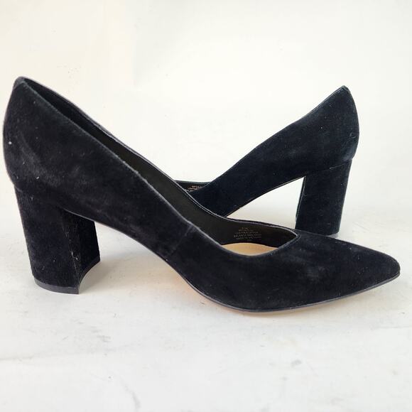 Marc Fisher Caitlin Point Toe Black Heels Size 6.5M Black Suede Pumps - Picture 5 of 8
